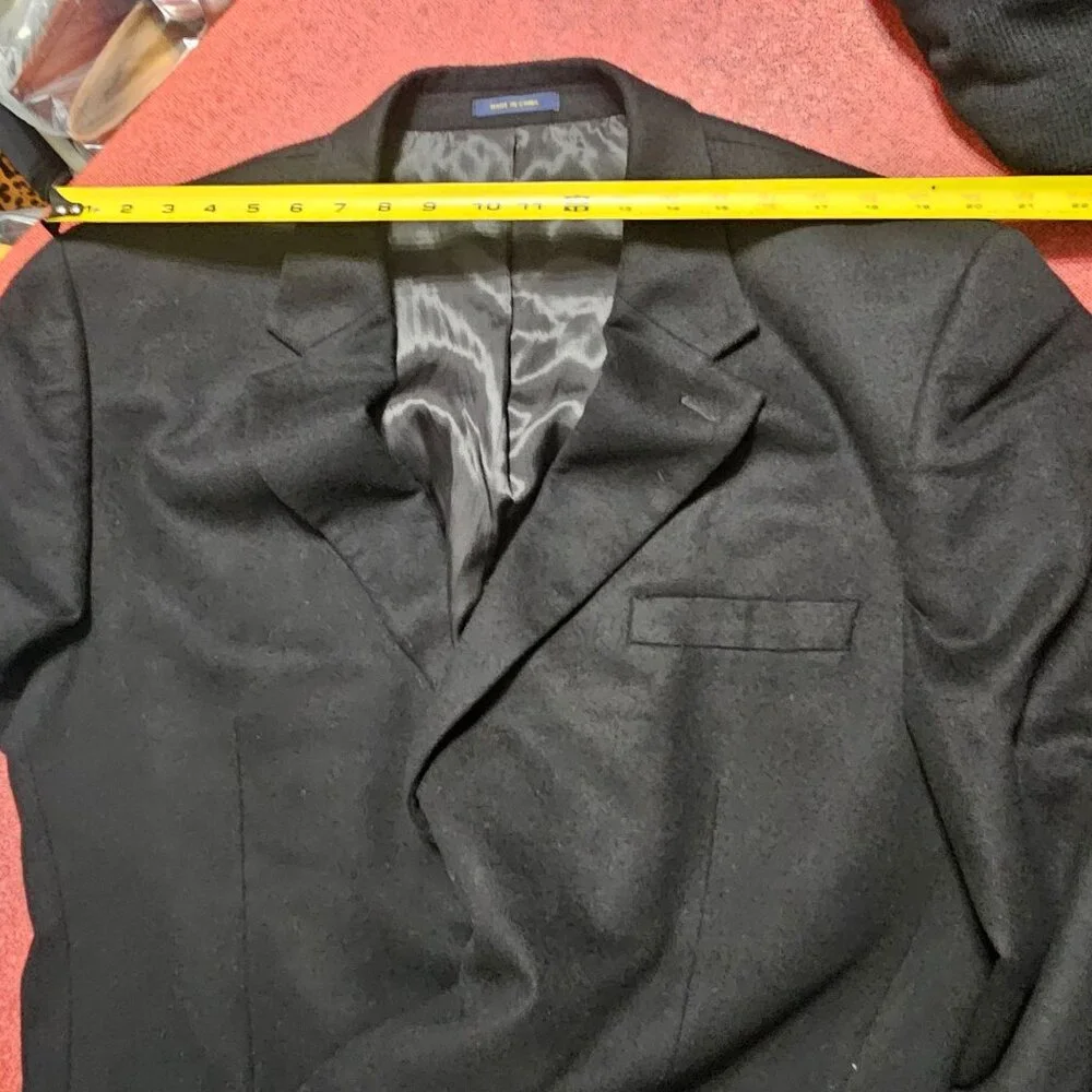 Club Room Wool‎ Silk Cashmere Blazer 48L Black Quiet Luxury Office Old Money